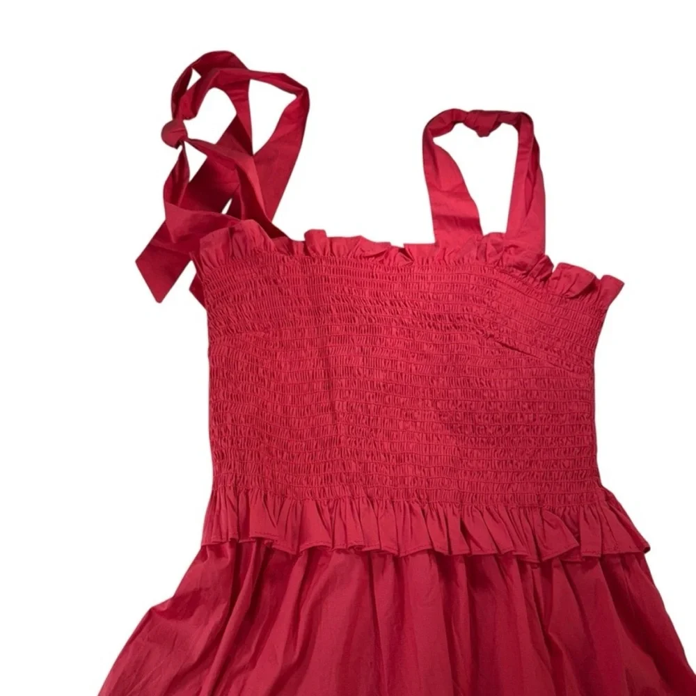Tuckernuck Alannah Smocked midi dress with bow straps - Picture 3 of 6